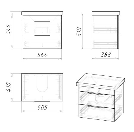 Тумба под раковину в ванной подвесная Grossman ФОРТА-60 см, дуб галифакс